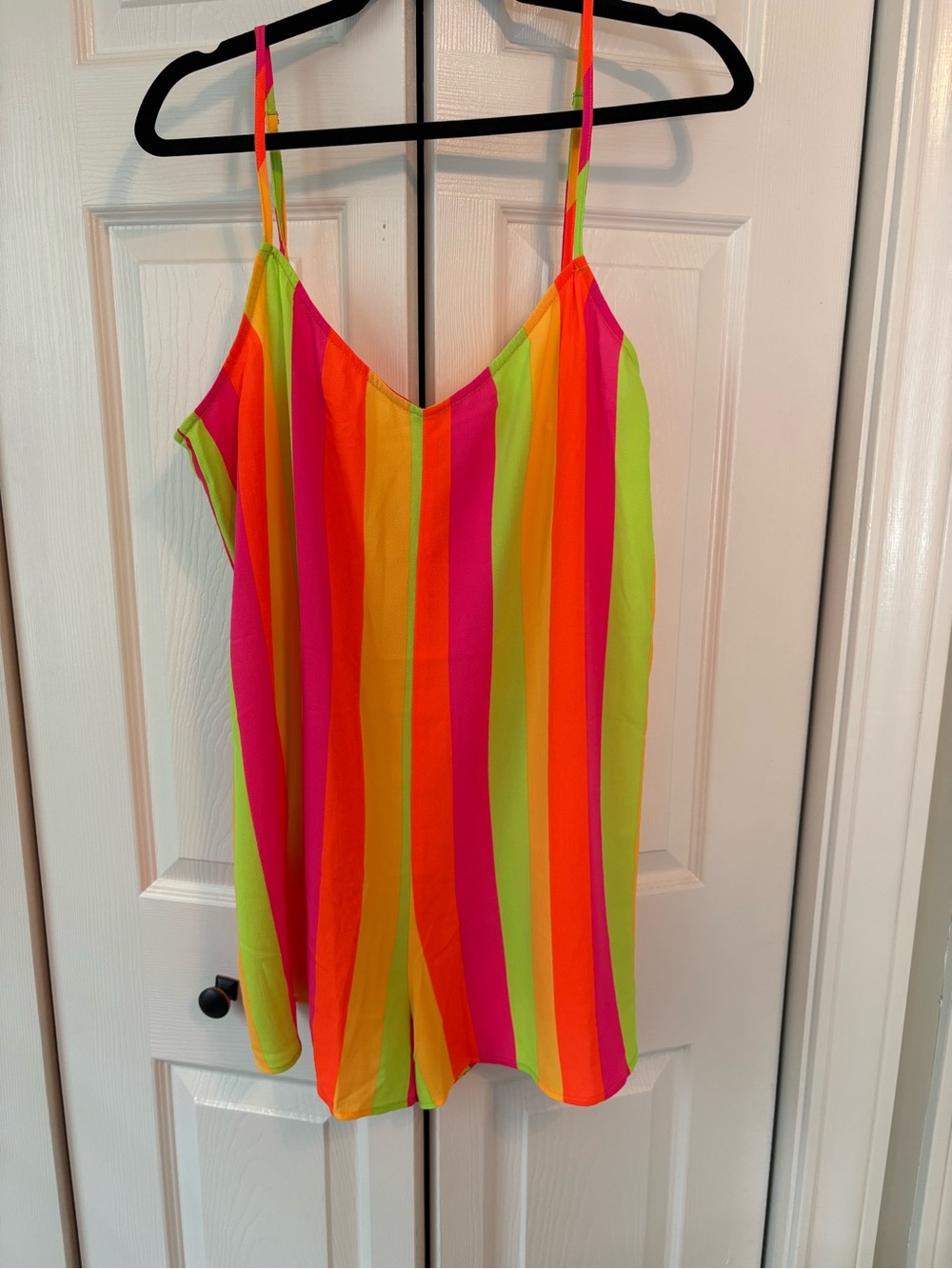 Show Me Your Mumu Neon Stripe Spaghetti-Strap Romper